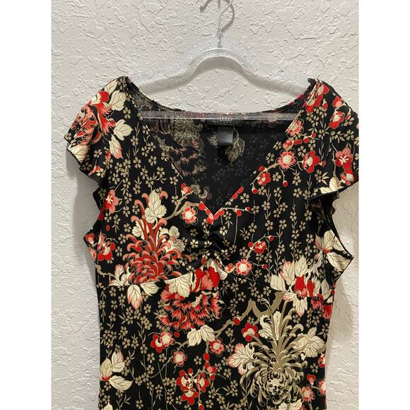 BSBG Vintage Y2K Midi Floral Dress Holiday Romantic Fairy Sz L - Picture 4 of 8